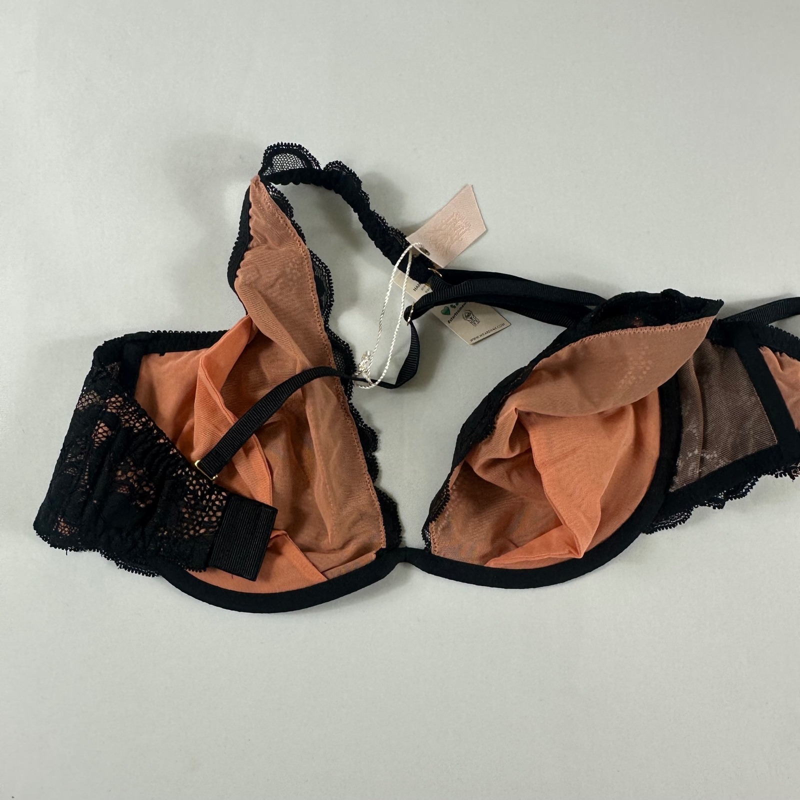 We Are By Lissie Lace Trim Balconette Bra Black Copper 28 36dd Nwt — image 4 of 8